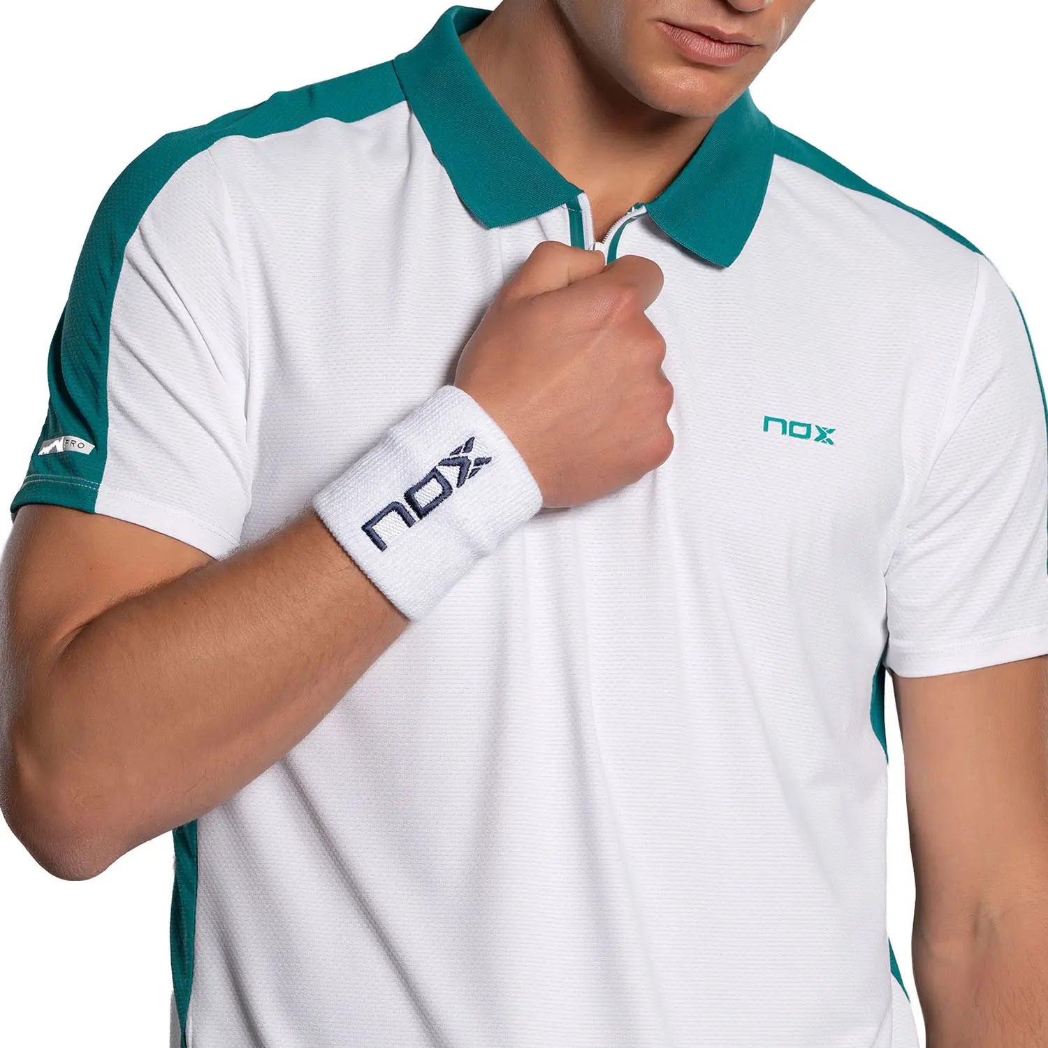 NOX Pikétröja Herr PRO White/Ivy Green