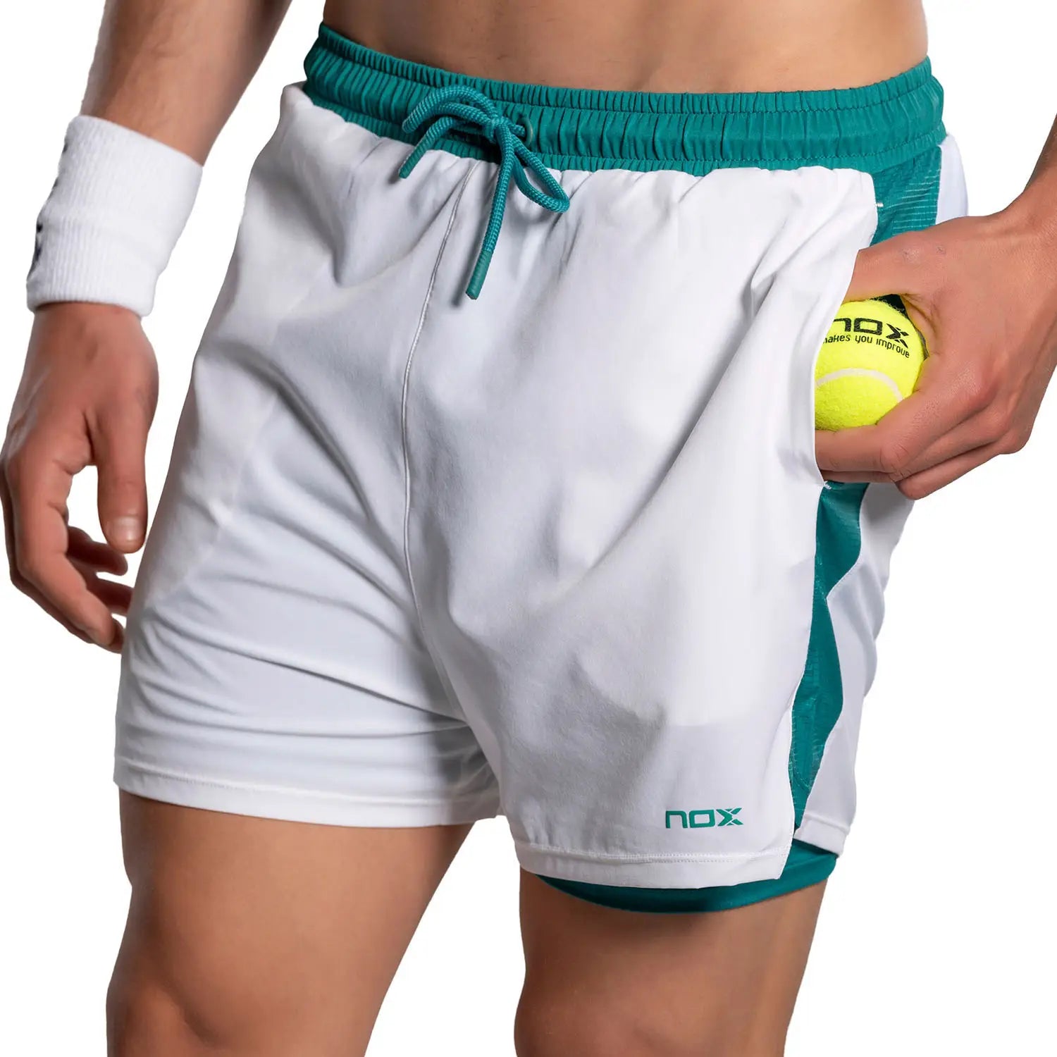 NOX Shorts Herr PRO White/Ivy Green