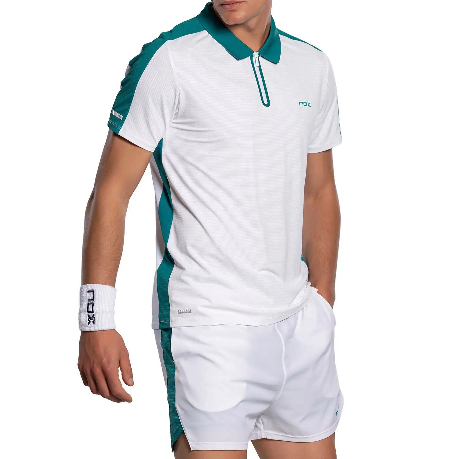 NOX Pikétröja Herr PRO White/Ivy Green